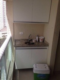 Guaruja Pitangueiras apartment with barbecue - building with pool