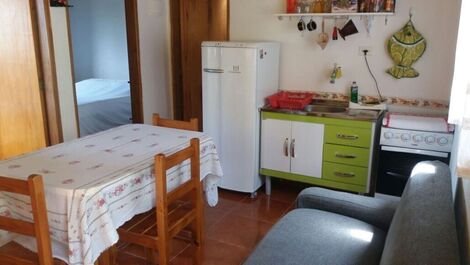 Chale color carrot kitchen and small room with fireplace