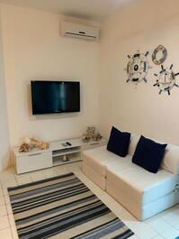 Lindo Flat a 100m do mar, com ar condicionado e lazer completo