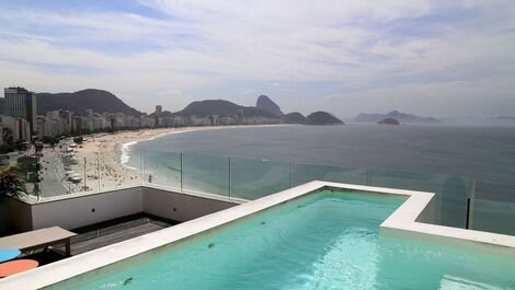Rio067 - Cobertura de 3 quartos frente mar em Copacabana