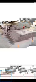 Sofa cama na sala.