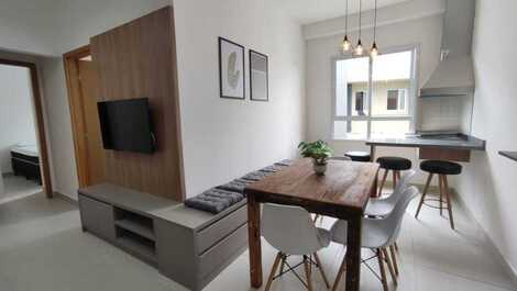 Apartments in Ubatuba with pool and barbecue.