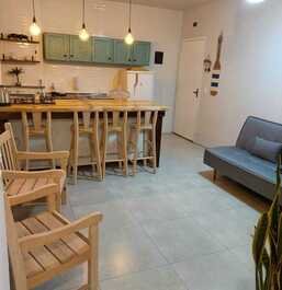 Great kitchenette 50m from Prainha with AC, WI-FI