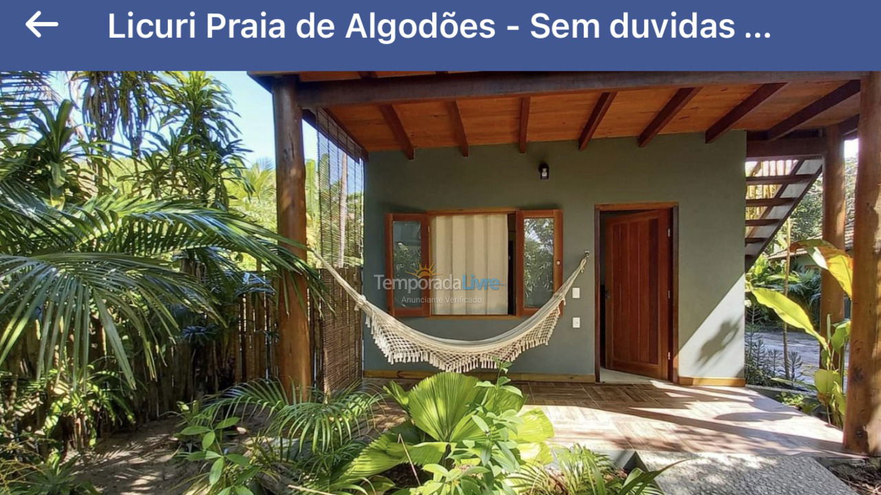 Casa para alquiler de vacaciones em Maraú (Praia de Algodões)