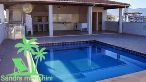 Apartamento com churrasqueira privativa, com piscina, Itaguá- ubatuba