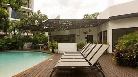 Estúdio c/piscina privada | Ginásio | Áreas verdes relaxantes