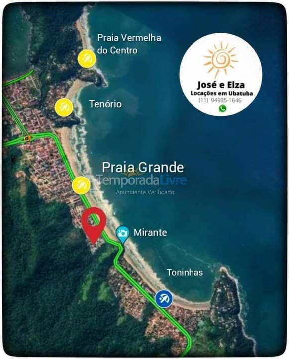 Apartamento para alquiler de vacaciones em Ubatuba (Praia Grande)