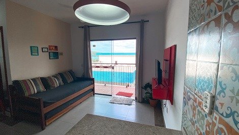 Apartamento a 200m da praia, com linda vista para o mar
