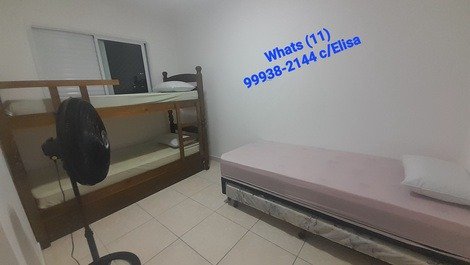 2° dormitório com 01 treliche / 01 cama de solteiro box e auxiliar / ventilador/ vista mar 