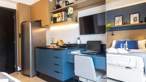 Estudio con aire acondicionado, balcón y gimnasio en Bela Vista