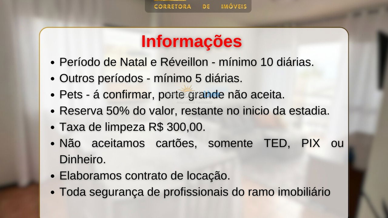 Apartamento para aluguel de temporada em São Francisco do Sul (Enseada)