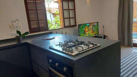 Flat with swimming pool, 1 block from the beach, barbecue