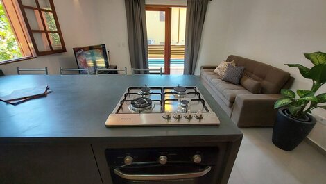 Flat with swimming pool, 1 block from the beach, barbecue