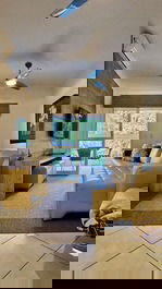 Sala de tv e varanda gourmet 