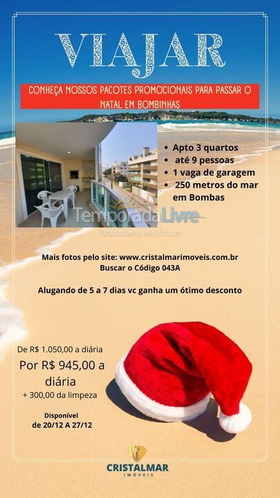 Apartment for vacation rental in Bombinhas (Praia de Bombas)