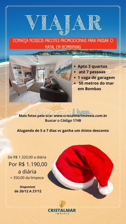 Apartment for vacation rental in Bombinhas (Praia de Bombas)