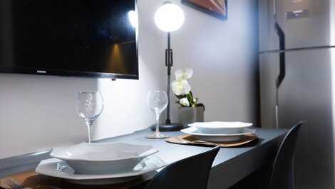 Apartamento moderno con aire acondicionado y gimnasio abierto las 24 horas en el centro de São Paulo.