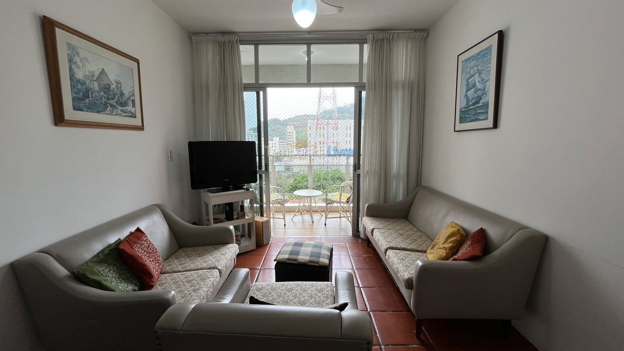 Sala de tv Apartamento para aluguel de temporada em Guarujá (Pitangueiras)
